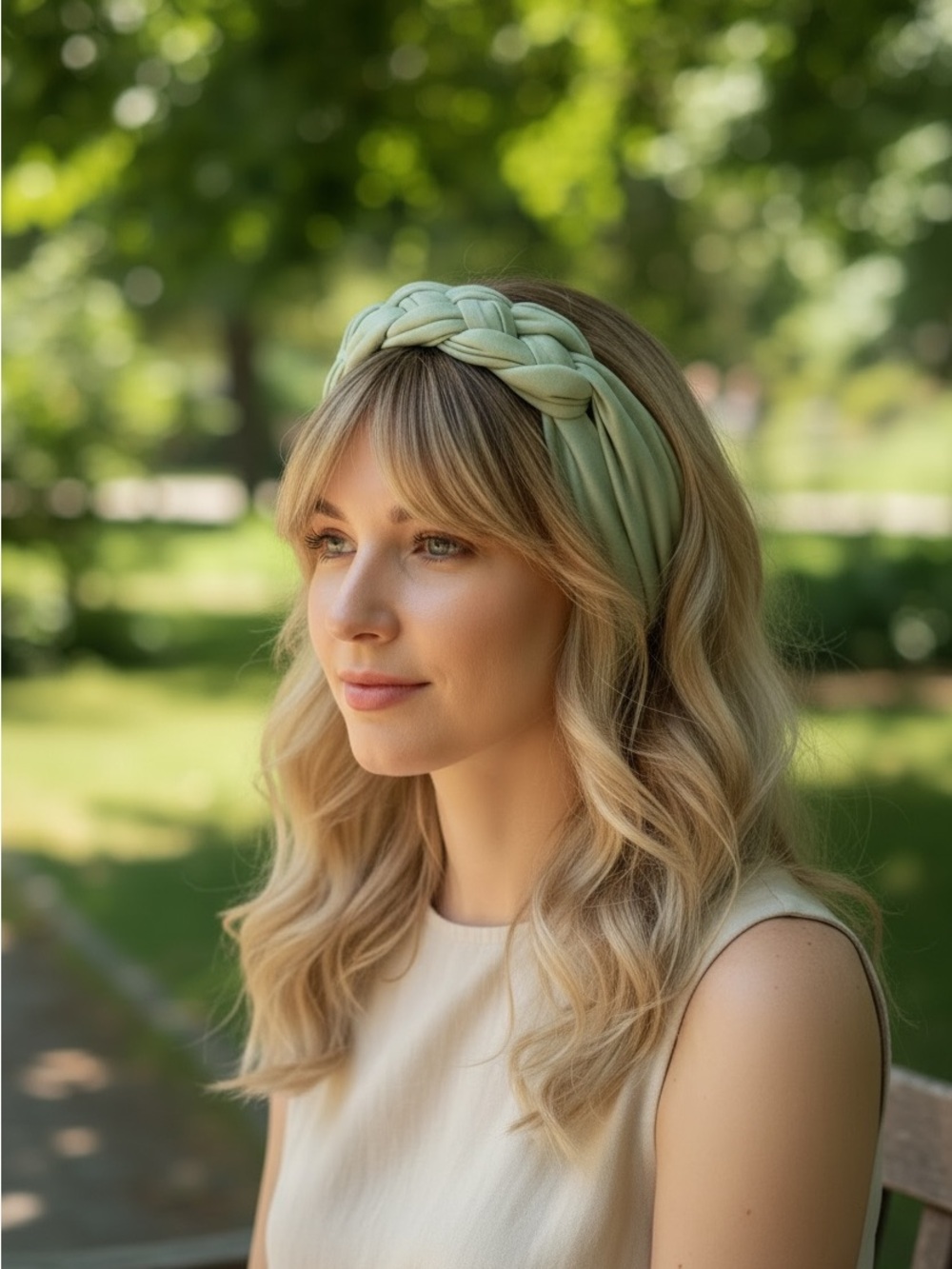 Handmade Chunky Double Sailor Knot Headband in Sage Green NWOT